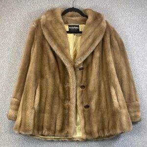 Vtg faux fur overcoat 60’s style mid length size Medium oversized collar elegant